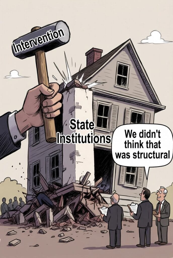 Regime Change Is Just Interior Design for NationsBefore: Sovereignty. After: Chaos with Better Branding.Welcome to “Extreme Makeover: Nation Edition”